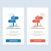 Direction Love Heart Wedding  Blue and Red Download and Buy Now web Widget Card Template vector