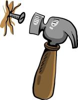 Hammer and nail, illustration, vector on white background