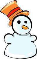 Snowman with a hat , illustration, vector on white background