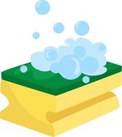 Sponge with soap, illustration, vector on white background.