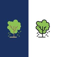 Tree Apple Apple Tree Nature Spring  Icons Flat and Line Filled Icon Set Vector Blue Background