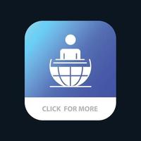 Global Process Business International Modern Mobile App Button Android and IOS Glyph Version vector