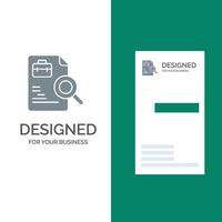 Worker Document Search Jobs Grey Logo Design and Business Card Template vector