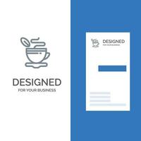 Tea Cup Hot Coffee Grey Logo Design and Business Card Template vector