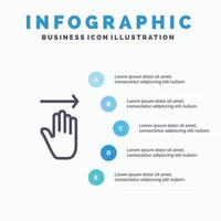 Hand Arrow Gestures right Line icon with 5 steps presentation infographics Background vector