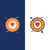 Love Signal Valentine Wedding  Icons Flat and Line Filled Icon Set Vector Blue Background