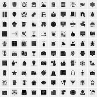 Set of 100 Business Solid Glyph icons vector