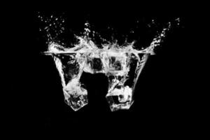 ice cubes on a black background photo