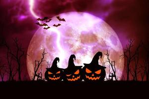 la imagen de fondo para el festival de halloween presenta calabazas espeluznantes, lunas y miedo. foto