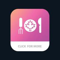 botón de la aplicación móvil de la hoja de canadá de otoño de la cena versión de glifo de android e ios vector