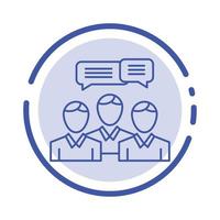 Chat Business Consulting Dialog Meeting Online Blue Dotted Line Line Icon vector