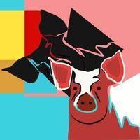 Pig image, illustration, vector on white background.