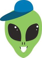 Alien with cap, illustration, vector on white background.
