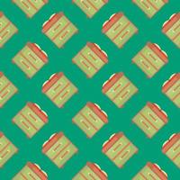 Dresser with books,seamless pattern on green background. vector