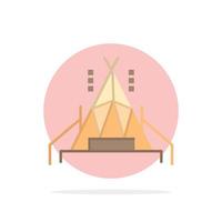 Camp Tent Camping Abstract Circle Background Flat color Icon vector