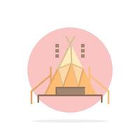 campamento tienda camping círculo abstracto fondo color plano icono vector