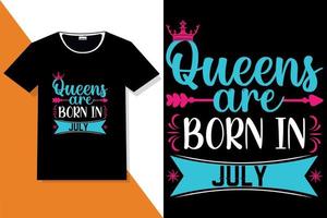 frase popular reinas nacen en diseños de camisetas vector