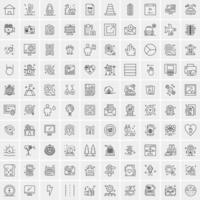 Pack of 100 Universal Line Icons for Mobile and Web vector