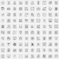 paquete de 100 iconos de líneas universales para móviles y web vector