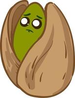 Sad little pistachio, illustration, vector on white background