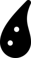 Black drop with two white dots in it far apart, illustration, vector on white background.