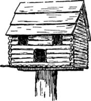 Birdhouse, vintage illustration. vector