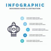 Lantern Light China Chinese Blue Infographics Template 5 Steps Vector Line Icon template