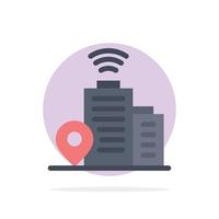 Building Wifi Location Abstract Circle Background Flat color Icon vector