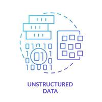 Unstructured data blue gradient concept icon. Big data type abstract idea thin line illustration. Unorganized storage systems. Flexibility. Isolated outline drawing. vector