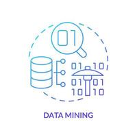 icono de concepto de gradiente azul de minería de datos. examinar grandes conjuntos de datos idea abstracta ilustración de línea delgada. análisis de anomalías. Ciencias de la Computación. dibujo de contorno aislado. vector