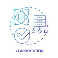 Classification blue gradient concept icon. Data mining technique abstract idea thin line illustration. Categorizing applications. Isolated outline drawing. vector