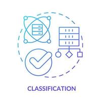 icono de concepto de gradiente azul de clasificación. técnica de minería de datos idea abstracta ilustración de línea delgada. categorización de aplicaciones. dibujo de contorno aislado. vector