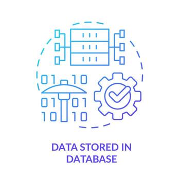 Data stored in database blue gradient concept icon. Database management system abstract idea thin line illustration. Collection of data. Isolated outline drawing. vector