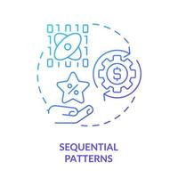 Sequential patterns blue gradient concept icon. Data mining technique abstract idea thin line illustration. Analyzing users behavior. Isolated outline drawing. vector