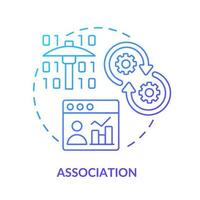 icono de concepto de gradiente azul de asociación. técnica de minería de datos idea abstracta ilustración de línea delgada. aprendizaje automático. análisis de mercado. dibujo de contorno aislado. vector