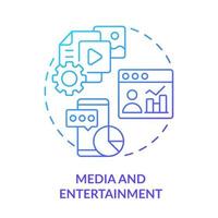 Media and entertainment blue gradient concept icon. Big data application abstract idea thin line illustration. Content optimization. Isolated outline drawing. vector