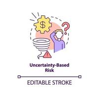 Uncertainty-based risk concept icon. Type of risk abstract idea thin line illustration. Unpredictable event. Probabilities. Isolated outline drawing. Editable stroke. vector