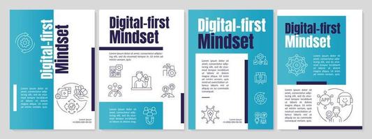 plantilla de folleto azul de primera mentalidad digital. estrategia de negocios. diseño de folletos con iconos lineales. 4 diseños vectoriales para presentación, informes anuales. vector