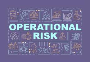 Operational risk word concepts dark purple banner. Business financial safety. Infographics with icons on color background. Isolated typography. Vector illustration with text.