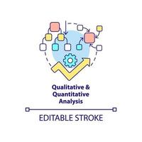 Qualitative and quantitative analysis concept icon. Risk management process abstract idea thin line illustration. Isolated outline drawing. Editable stroke. vector