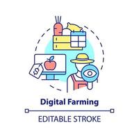 Digital farming concept icon. Purchase farm products online. Digital first service abstract idea thin line illustration. Isolated outline drawing. Editable stroke. vector