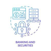 Banking and securities blue gradient concept icon. Big data application abstract idea thin line illustration. Reducing financial risks. Isolated outline drawing. vector