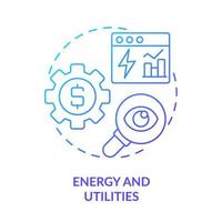 icono de concepto de gradiente azul de energía y servicios públicos. aplicación de big data idea abstracta ilustración de línea delgada. modelado de probabilidad de falla. dibujo de contorno aislado. vector