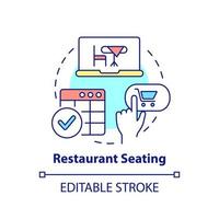 Restaurant seating concept icon. Table reservation. Digital first service abstract idea thin line illustration. Isolated outline drawing. Editable stroke. vector