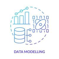 icono de concepto de degradado azul de modelado de datos. proceso de minería de datos idea abstracta ilustración de línea delgada. algoritmos de aprendizaje automático. dibujo de contorno aislado. vector