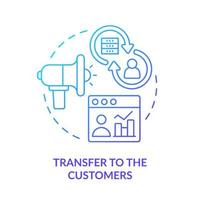 Transfer to customers blue gradient concept icon. Marketing channel abstract idea thin line illustration. Producer-consumer principle. Isolated outline drawing. vector