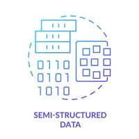 Semi-structured data blue gradient concept icon. Big data type abstract idea thin line illustration. Both structured and unstructured data. Isolated outline drawing. vector