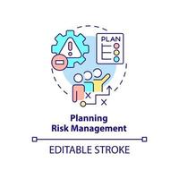 Planning risk management concept icon. Handle potential risks abstract idea thin line illustration. Possible problems. Isolated outline drawing. Editable stroke. vector