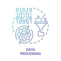 icono de concepto de gradiente azul de procesamiento de datos. manipulación de datos grandes idea abstracta ilustración de línea delgada. generar resultados significativos. dibujo de contorno aislado. vector