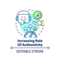 Increasing role of authenticity concept icon. Why digital first mindset is essential abstract idea thin line illustration. Isolated outline drawing. Editable stroke. vector